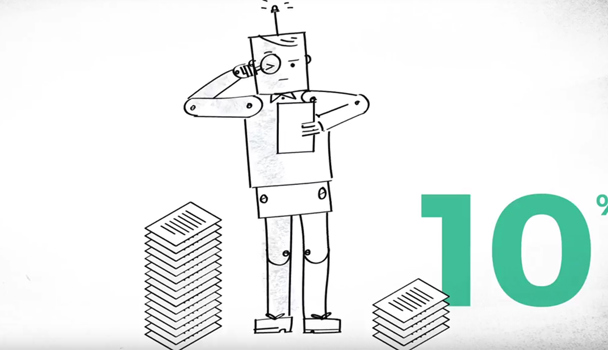 Robot læser mange papirer