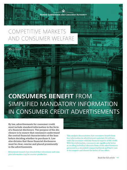 Consumers benefit from simplified information disclosure